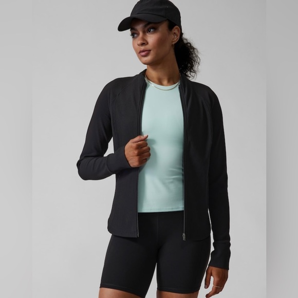 Athleta Jackets & Coats Nwtathleta Black Salutation Ribbed Jacket